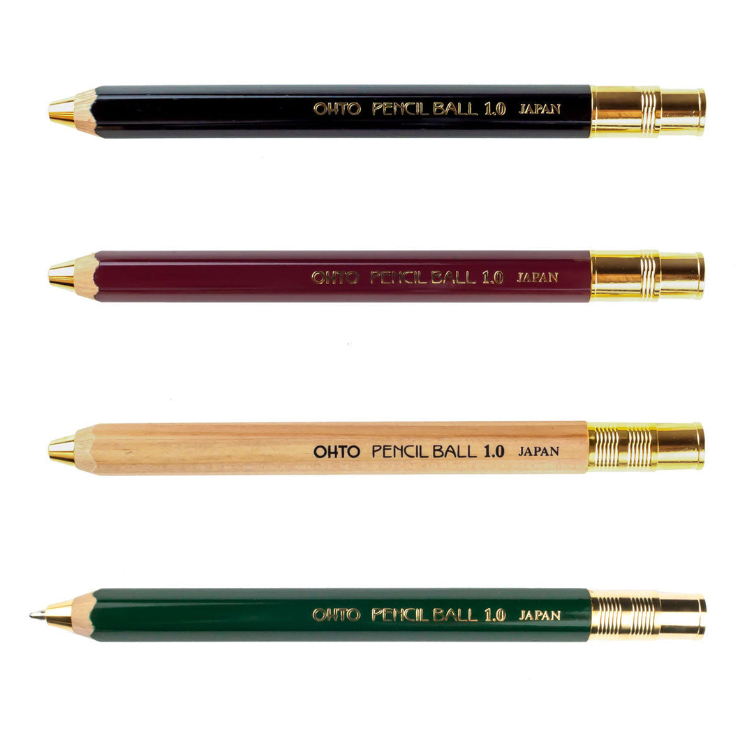OHTO - Pencil Ball 1.0 Wooden Ballpoint Pen | Yellow 