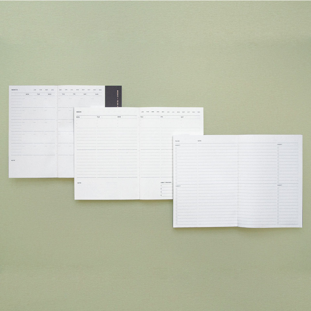 Poi Co. - 3 in 1 Planner A5 - Planificador Mensual, Semanal, To do Sin fechas | Ever Green