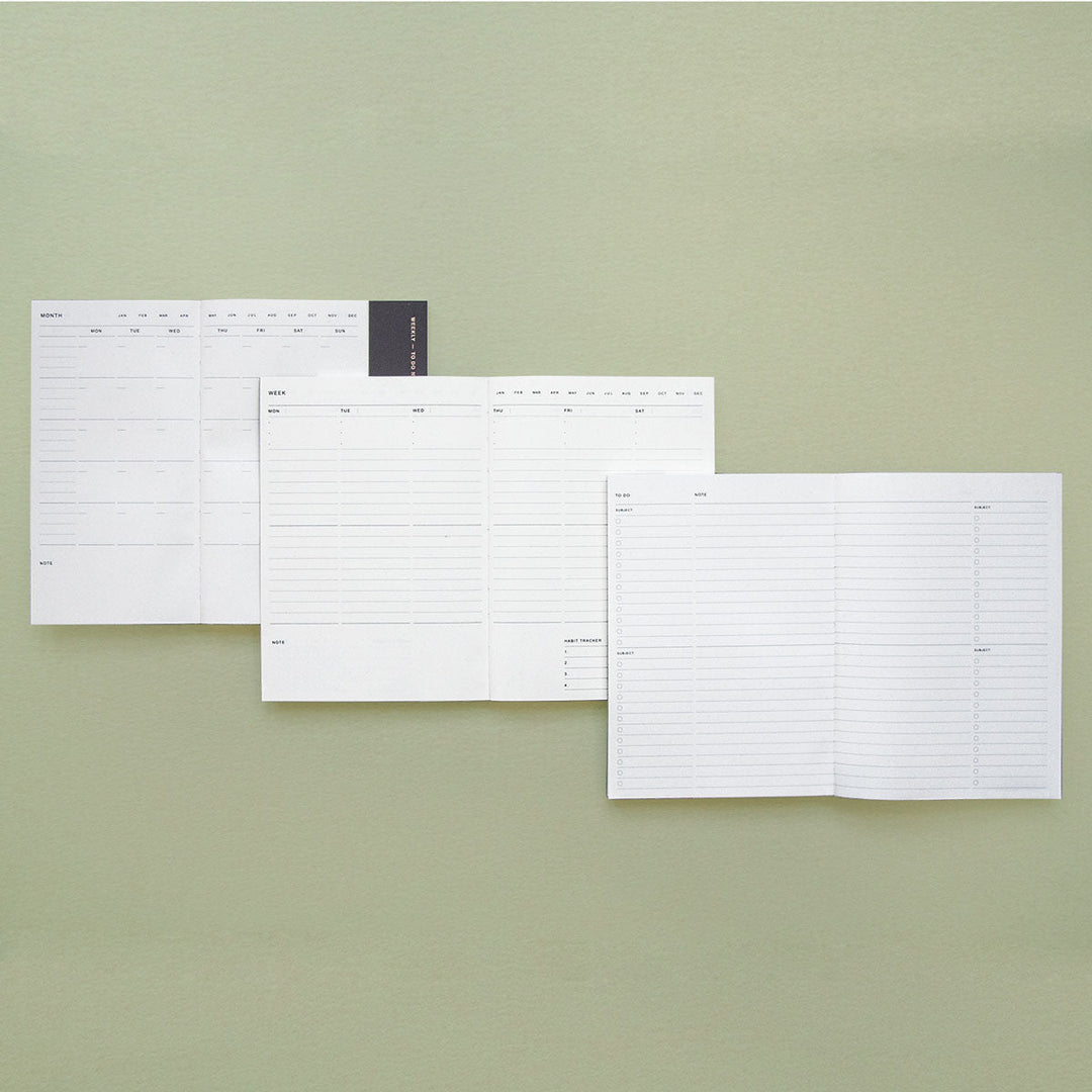 Poi Co. - 3 in 1 Planner A5 - Planificador Mensual, Semanal, To do Sin fechas | Charcoal Blue