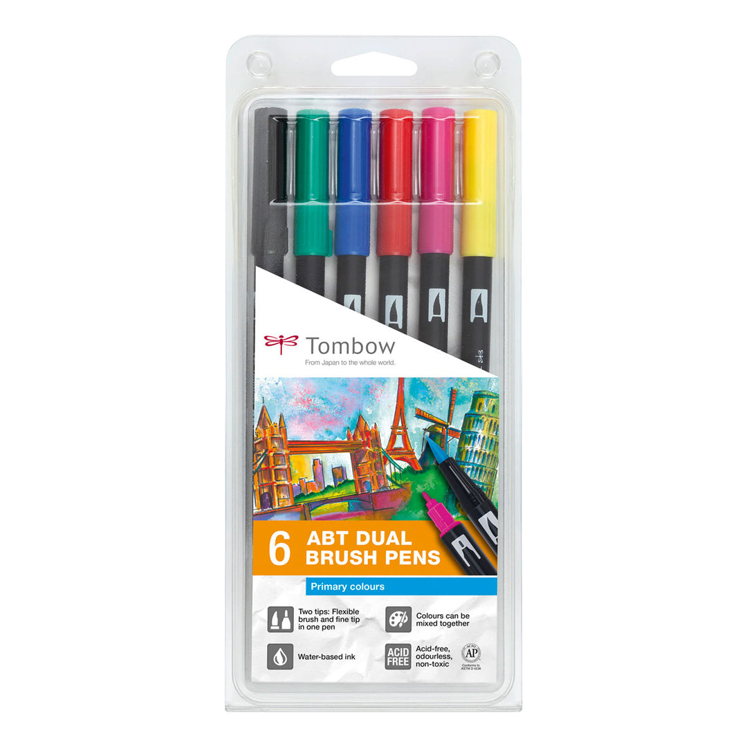 Set de 6 Rotuladores ABT Dual Brush | Colores Primarios, Rotuladores, Tombow - Likely.es
