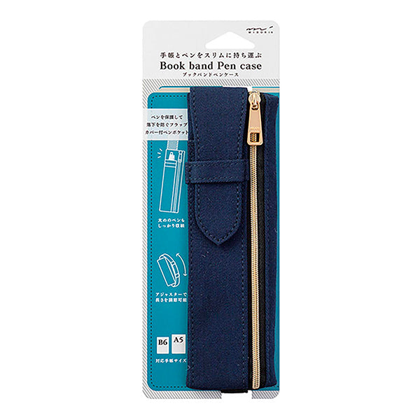 Midori - Book Band Pen Case B6 - A5 Estuche |  Navy
