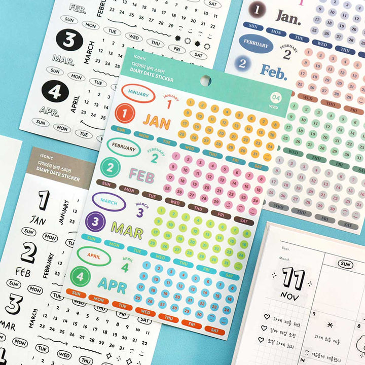 Iconic - Diary Date Sticker Pegatinas | 01 Basic