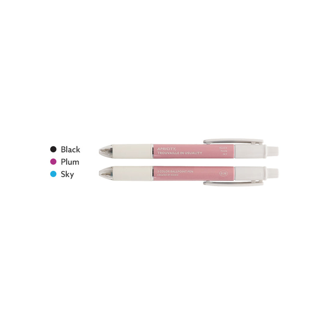 Iconic - Smooth 3-Color Pen 0.38mm Ballpoint Pen | 02.Pink