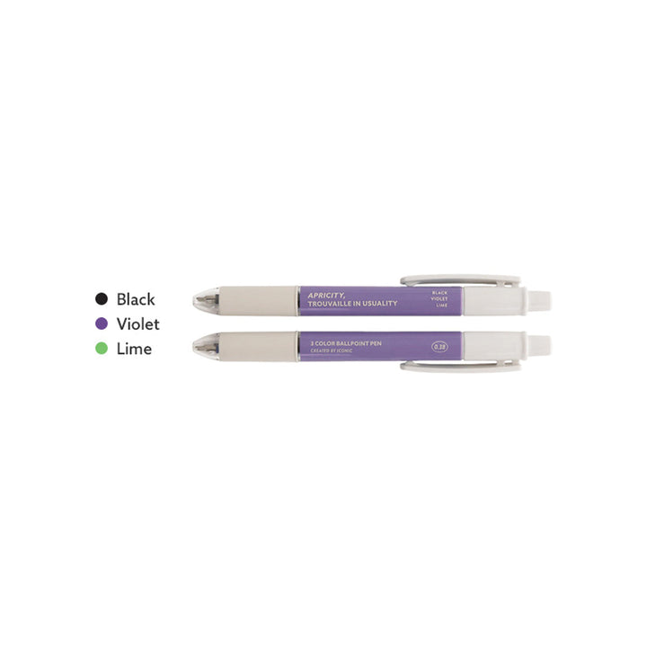 Iconic - Smooth 3-Color Pen 0.38mm Ballpoint Pen | 03.Purple