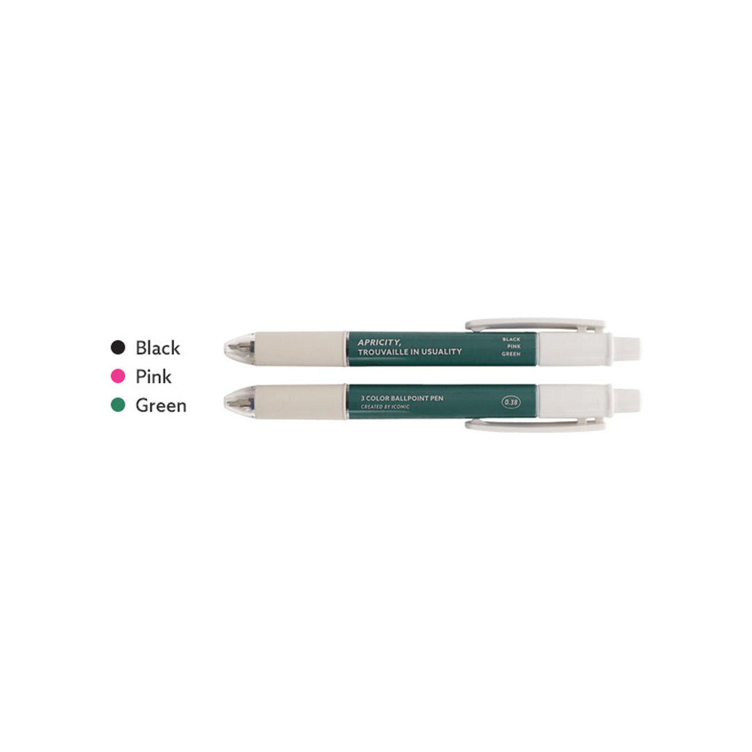Iconic - Smooth 3-Color Pen 0.38mm Ballpoint Pen | 04.Green