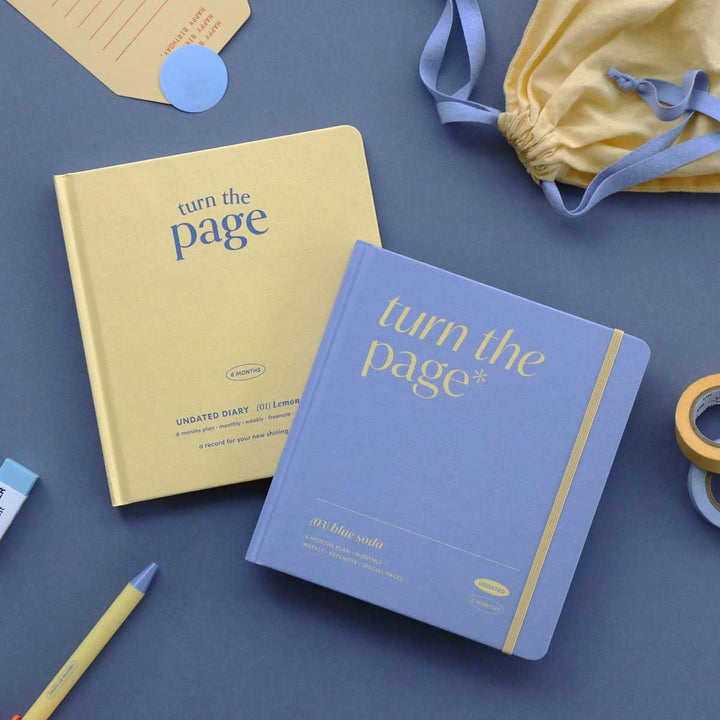Iconic - Turn The Page Diary Perpetual 6 Months | Planificador Semanal Sin Fechas | Blue Soda