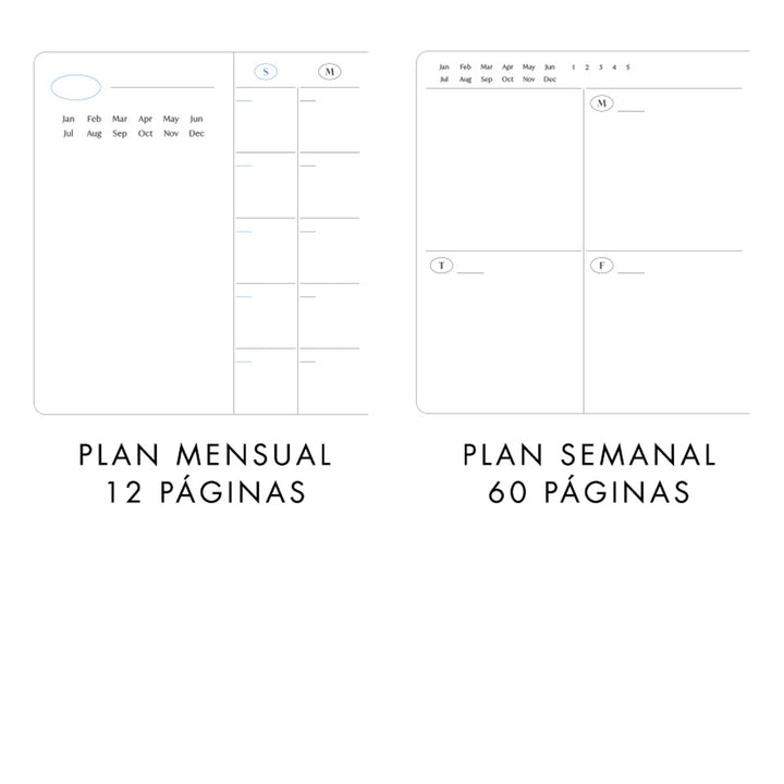 Iconic - Turn The Page Diary Perpetual 6 Months | Planificador Semanal Sin Fechas | Vanilla Sky