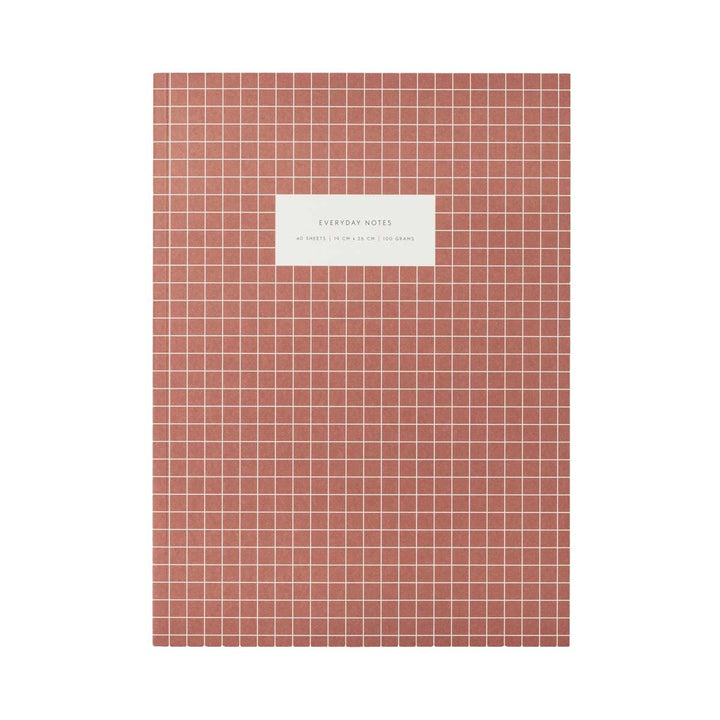 Kartotek - Check Notebook | A4 | Striped sheets | Red brick