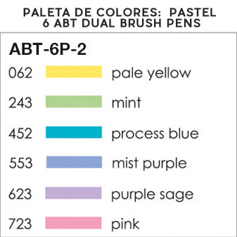 Set de 6 Rotuladores ABT Dual Brush | Colores Pastel, Rotuladores, Tombow - Likely.es