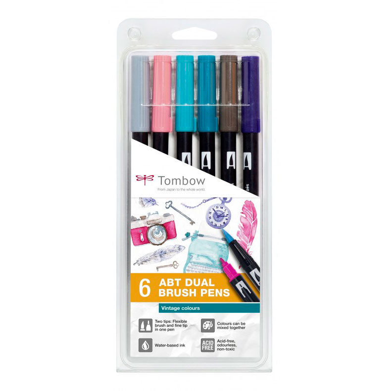  Tombow- Set de 6 Rotuladores ABT Dual Brush | Colores Vintage, Rotuladores- Likely.es