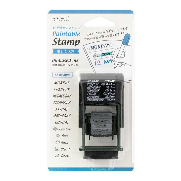 Midori - Paintable Stamp Days of the Week and Weather - Sello de días y clima