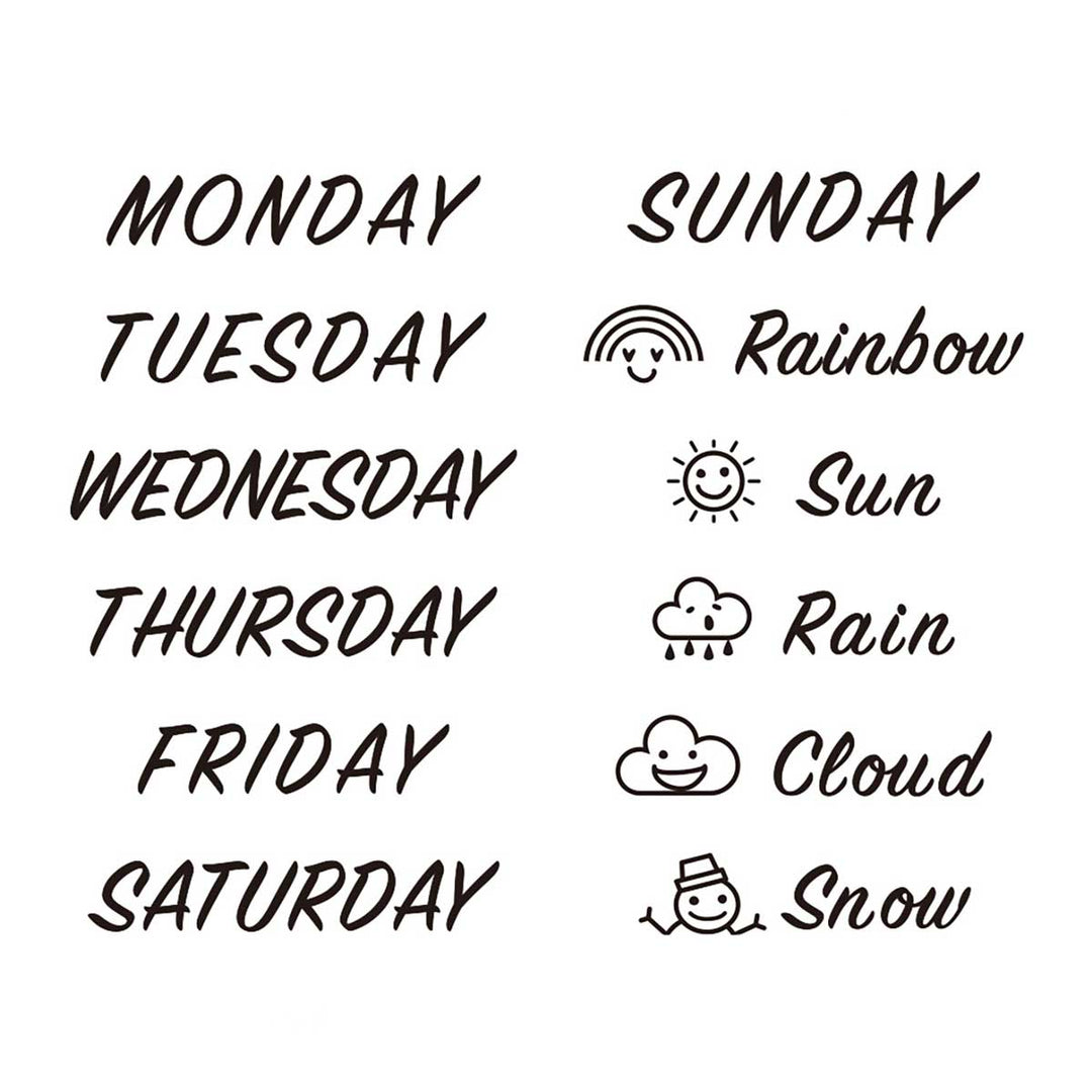 Midori - Paintable Stamp Days of the Week and Weather - Sello de días y clima