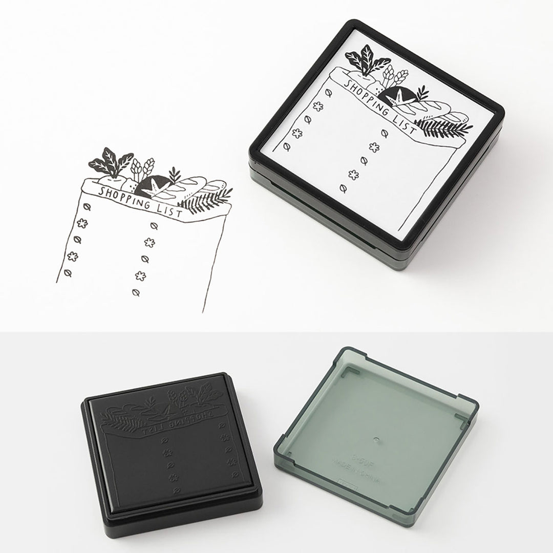 Midori - Paintable Stamp Pre-inked Shopping List - Sello de Lista de compras