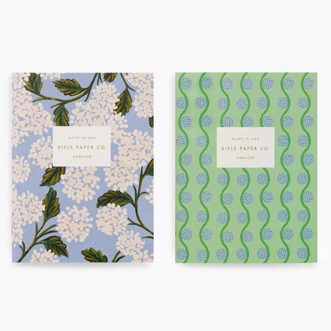 Rifle Paper Co. - Pocket Notebook Set of 2 A6 Notebooks | Smooth Sheets | Hydrangea 