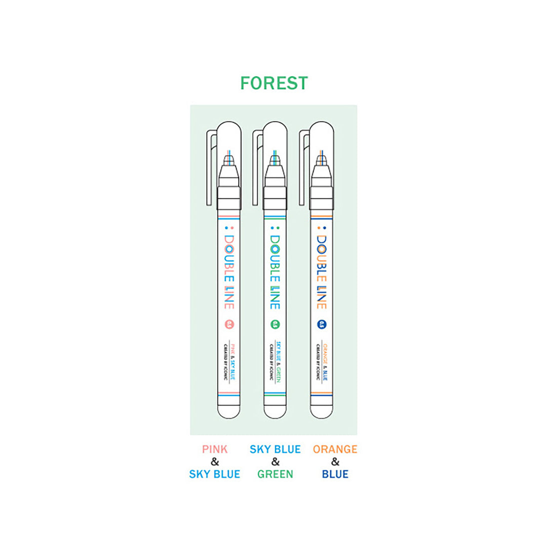 Iconic - Double Line Pen Markers | Forest 