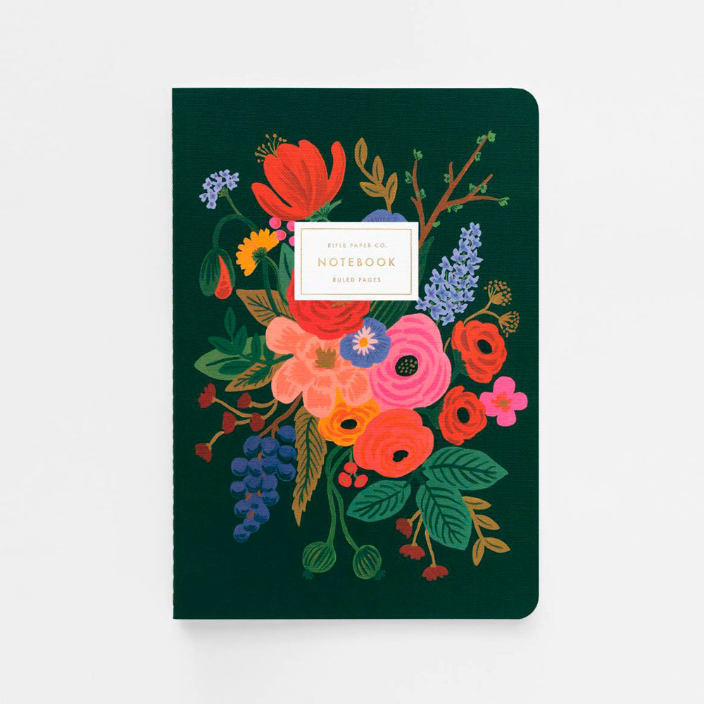  Rifle Paper Co.- Rifle Paper Co. - Stitched Notebooks Set de 3 Cuadernos | Hojas con Líneas | Garden Party, Cuadernos- Likely.es