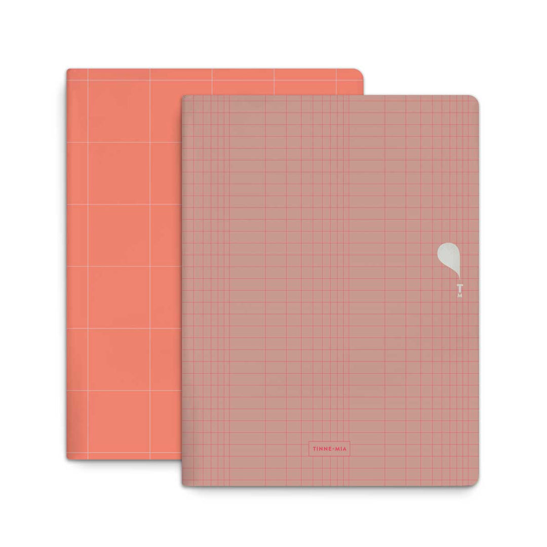 Tinne+Mia - Exercise Book A5 Set de 2 cuadernos con líneas | Carmine - Tangerine